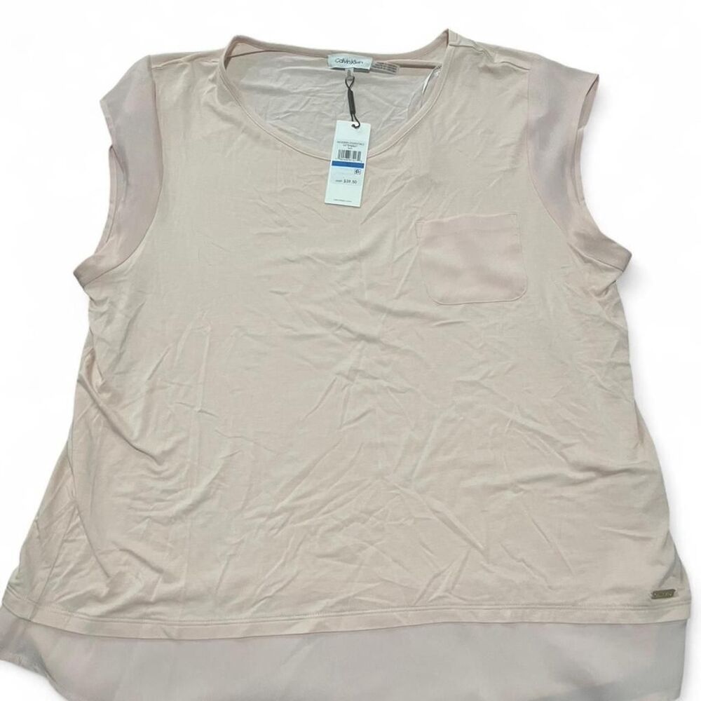 Calvin-klein Women's Pink and Cream Shirt